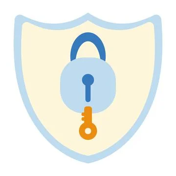 Data security illustration with padlock and key Illustrazione stock
