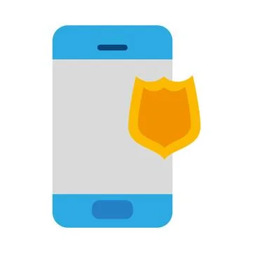 Data security illustration with phone and shield Stock Illustration