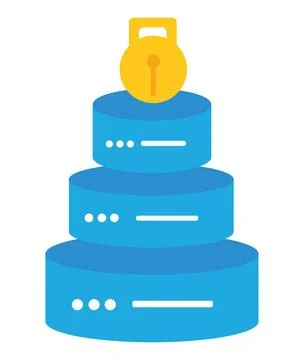 Data security illustration of servers and padlock Stock Illustration