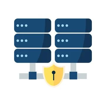 Data security illustration of a servers and padlock Stock Illustration