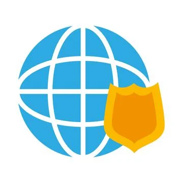 Data security illustration with shield and internet icon Stock Illustration