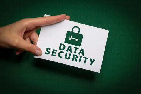 Data Security information on dark green background Stock Photos