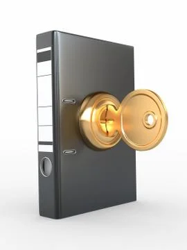 Data security. information protection. folders and key. 3d Stock Illustration