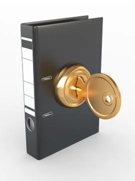Data security. information protection. folders and key. 3d Stock Illustration
