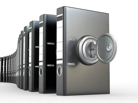 Data security. Information protection. Folders and key. 3d Data security. ... Stock Photos