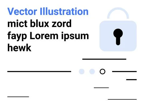 Data Security Interface Design with Lock Icon and Sample Text Elements Stock Illustration