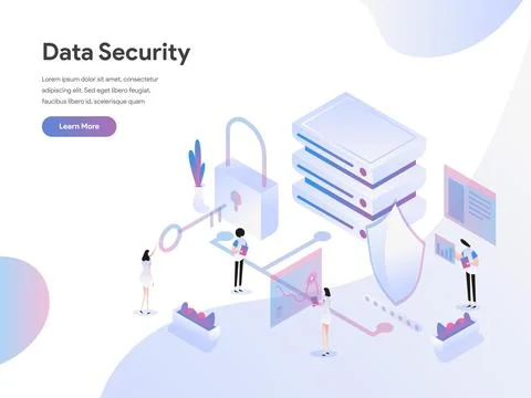 Data Security Isometric Illustration Concept 스톡 일러스트