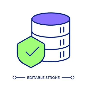 Data security line color icon Stock Illustration