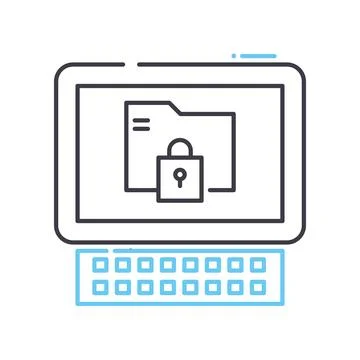 Data security line icon, outline symbol, vector illustration, concept sign Illustrazione stock