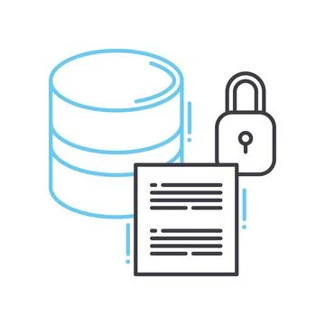 Data security line icon, outline symbol, vector illustration, concept sign Illustrazione stock