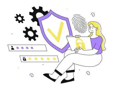 Data security line vector concept Stockillustratie