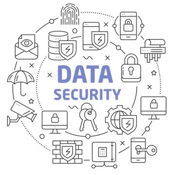 Data security Linear Stock Illustration