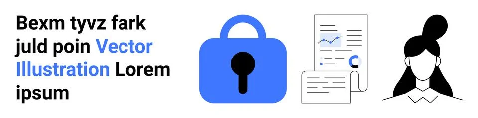 Data Security Lock with Documents and Female Avatar for Professional Use イラスト素材