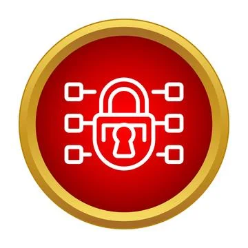 Data security lock icon connecting network blocks 스톡 일러스트