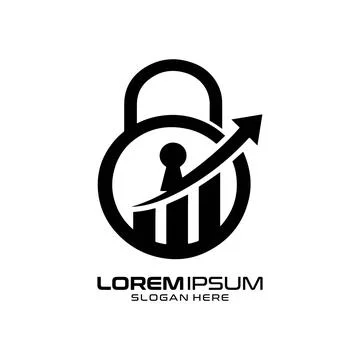 Data Security Lock Logo Design with Financial Bar Chart イラスト素材