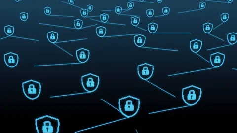 Data security lock symbols connected network Stock Footage 120007830