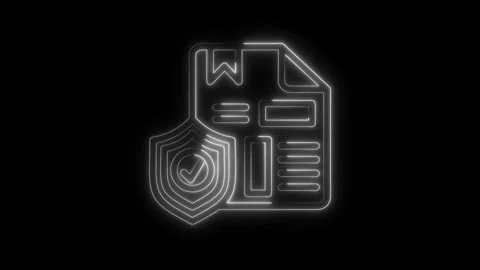 Data security neon glow animation shield securing document file cyber prote.. Stock Footage 312310485