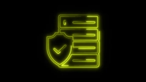 Data Security Outline Icon in HD Video Neon Animation  Technology and Priva Vidéo 304375037