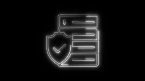 Data Security Outline Icon in HD Video Neon Animation  Technology and Priva Vídeo Stock 304375041