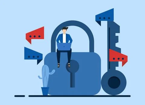 Data security, protected access control, privacy data protection. Illustrazione stock