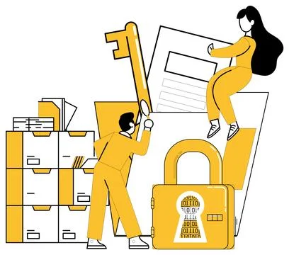Data security. Protecting data is like building walls around sanctuary info.. Stockillustratie