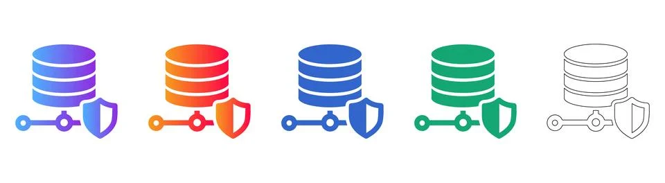 Data Security Protection Concept Illustration Set Stock Illustration
