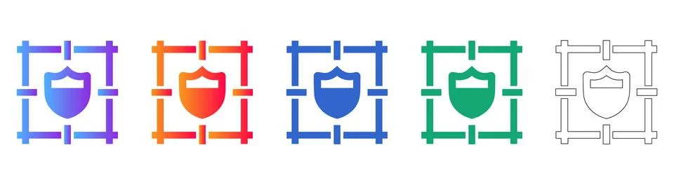 Data Security Protection Icon Set Illustrazione stock