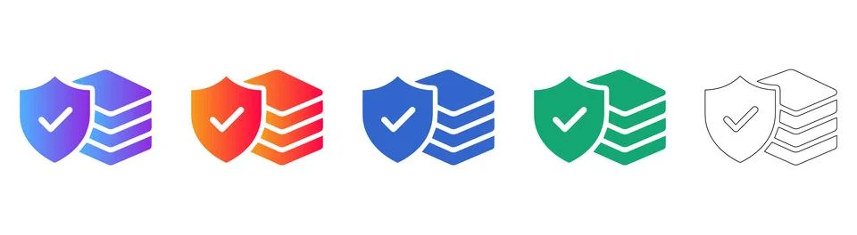 Data Security Protection Icons Illustrazione stock