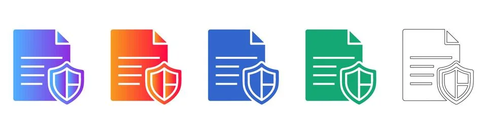 Data Security Protection Icons Set 스톡 일러스트