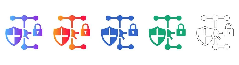Data Security Protection Icons Set イラスト素材