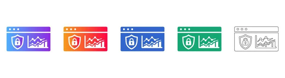 Data Security Protection Icons Set Illustrazione stock