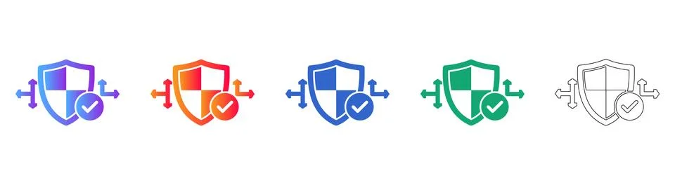Data Security Protection Shield Icons Stock Illustration