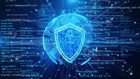 Data security protection - shield password lock - big data storage Stock Footage 196534820