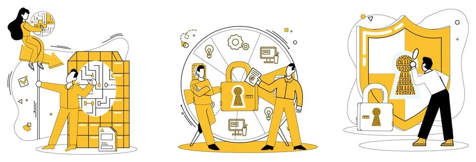Data security. In realm technology, data security is guardian business integrity Illustrazione stock