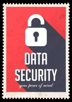 Data Security on Red in Flat Design. Illustrazione stock