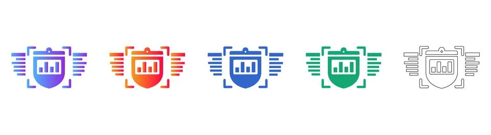 Data Security Report Shield Icons イラスト素材
