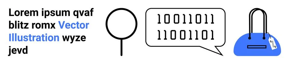 Data security, retail analysis, binary language, technology, shopping concept 库存插图