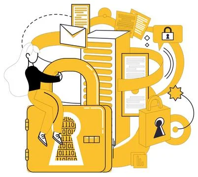 Data security. Safeguarding data is not just task its commitment to privacy イラスト素材