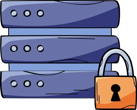 Data Security Server Padlock Icon 스톡 일러스트