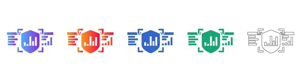 Data Security Shield and Analytics Icons Illustrazione stock