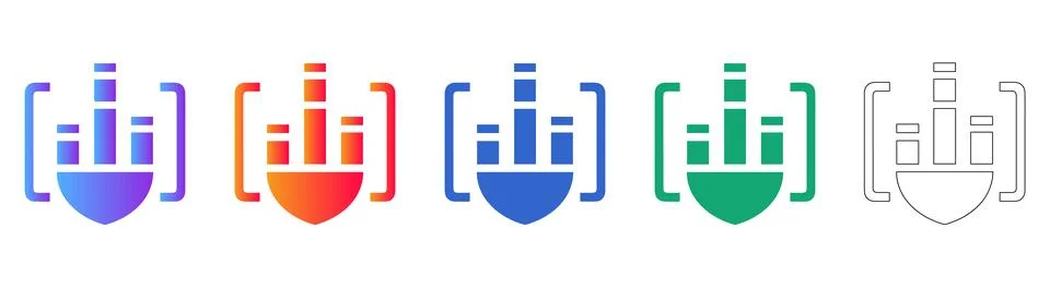 Data Security Shield and Bar Graph Icons Stock Illustration