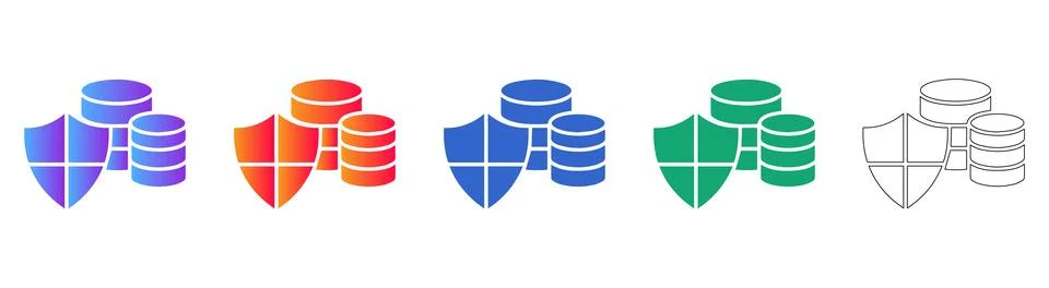 Data Security Shield and Database Icons Stock-Illustration