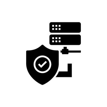 Data Security Shield and Protected Server Icon イラスト素材