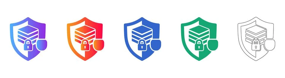 Data Security Shield and Server Icons Stock Illustration
