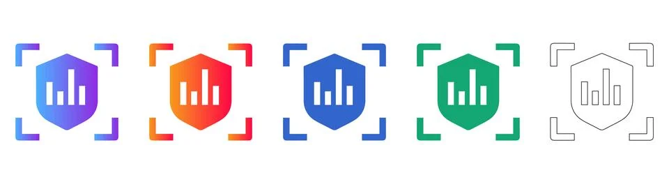 Data Security Shield Bar Chart Icons Stockillustratie