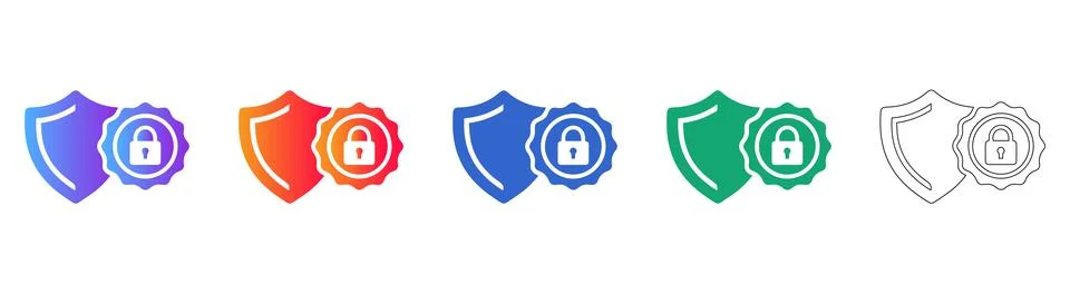 Data Security Shield Icon Set Illustration
