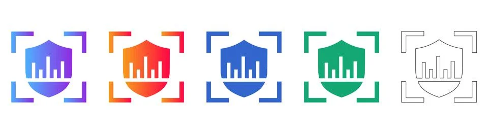 Data Security Shield Icon Set Stock Illustration
