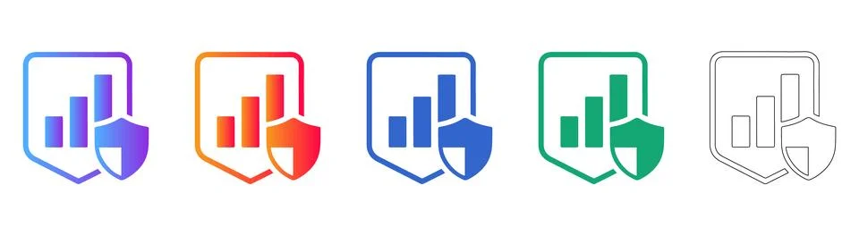 Data Security Shield Icon Set Illustrazione stock