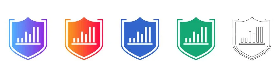 Data Security Shield Icon Set Illustrazione stock