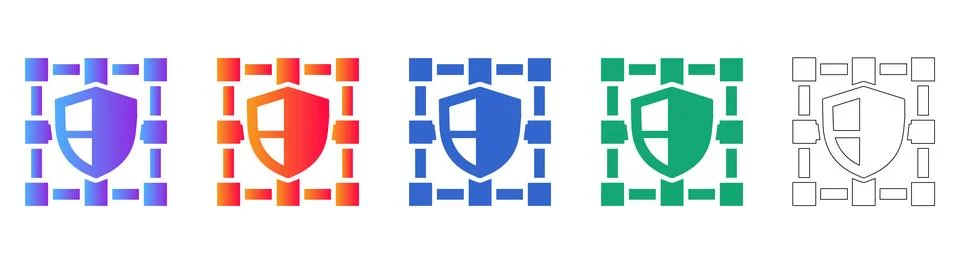 Data Security Shield Icons Collection 스톡 일러스트